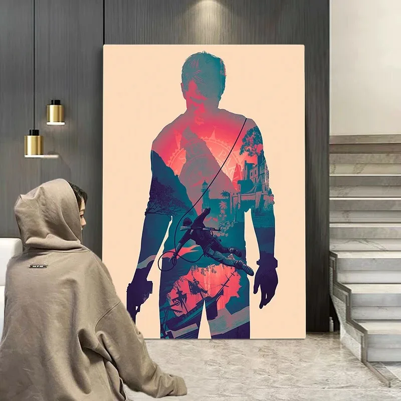 ملصق لعبة أنيمي ملون البوب ، إله الحرب الجمالي ، لاعب الرعب ، آخر واحد منا ، ديكور المنزل ، فن الجدار ، ديكور غرفة الألعاب