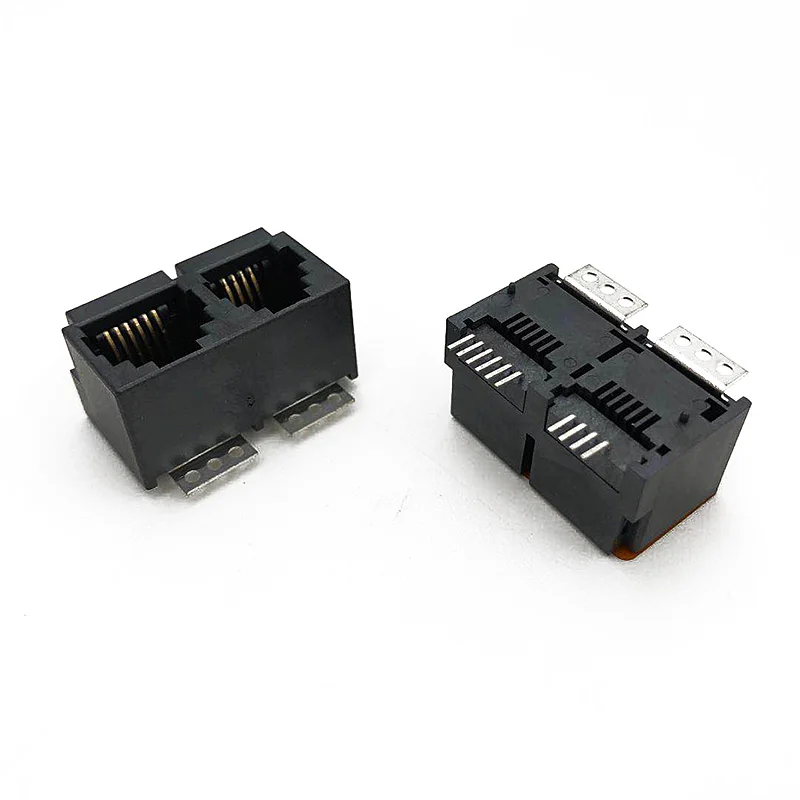 5PCS RJ11 Connector 1 x 2 Twin Cell RJ12 RJ9 Socket 4P4C 6P6C Patch Type Flat Needle SMT Standing 180 Degrees