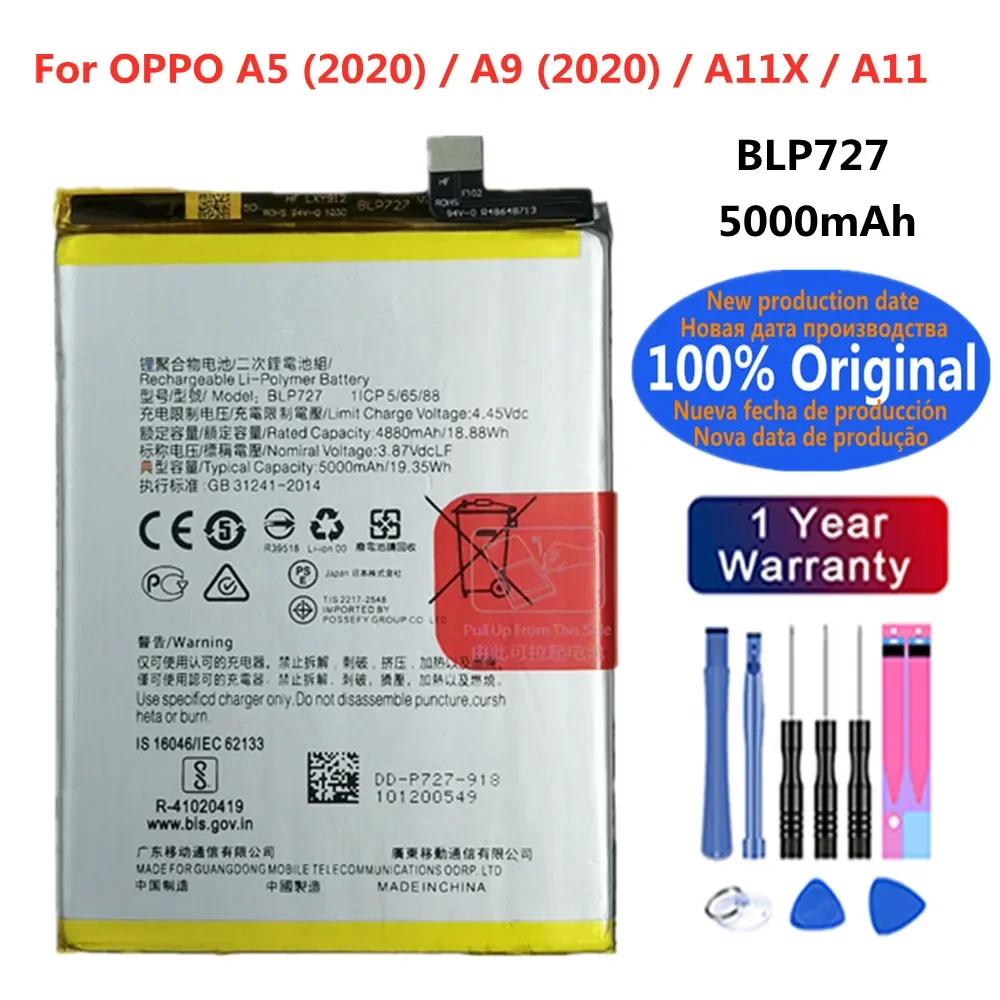 BLP727 Original Battery For Oppo A5 A9 2020 A11X A11 CPH1937 CPH1939 CPH1931 CPH1933 CPH1935 CPH1943 CPH1959 Phone 5000mAh