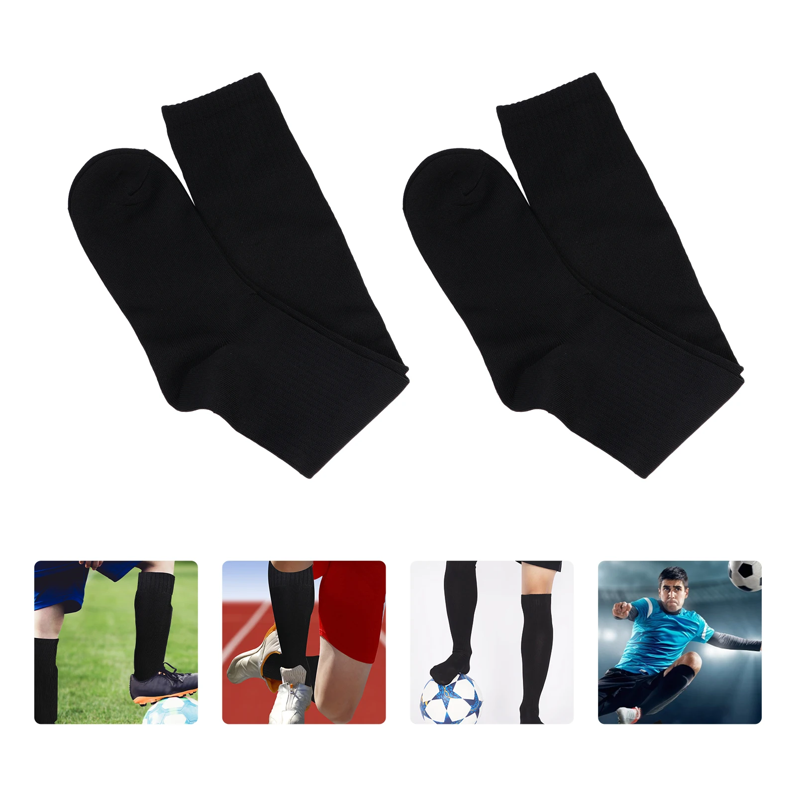 

3Pairs Football Socks Men's Breathable Sweat-Absorbing Elastic Long Sports Socks for Running Basketball Holiday Gifts Black