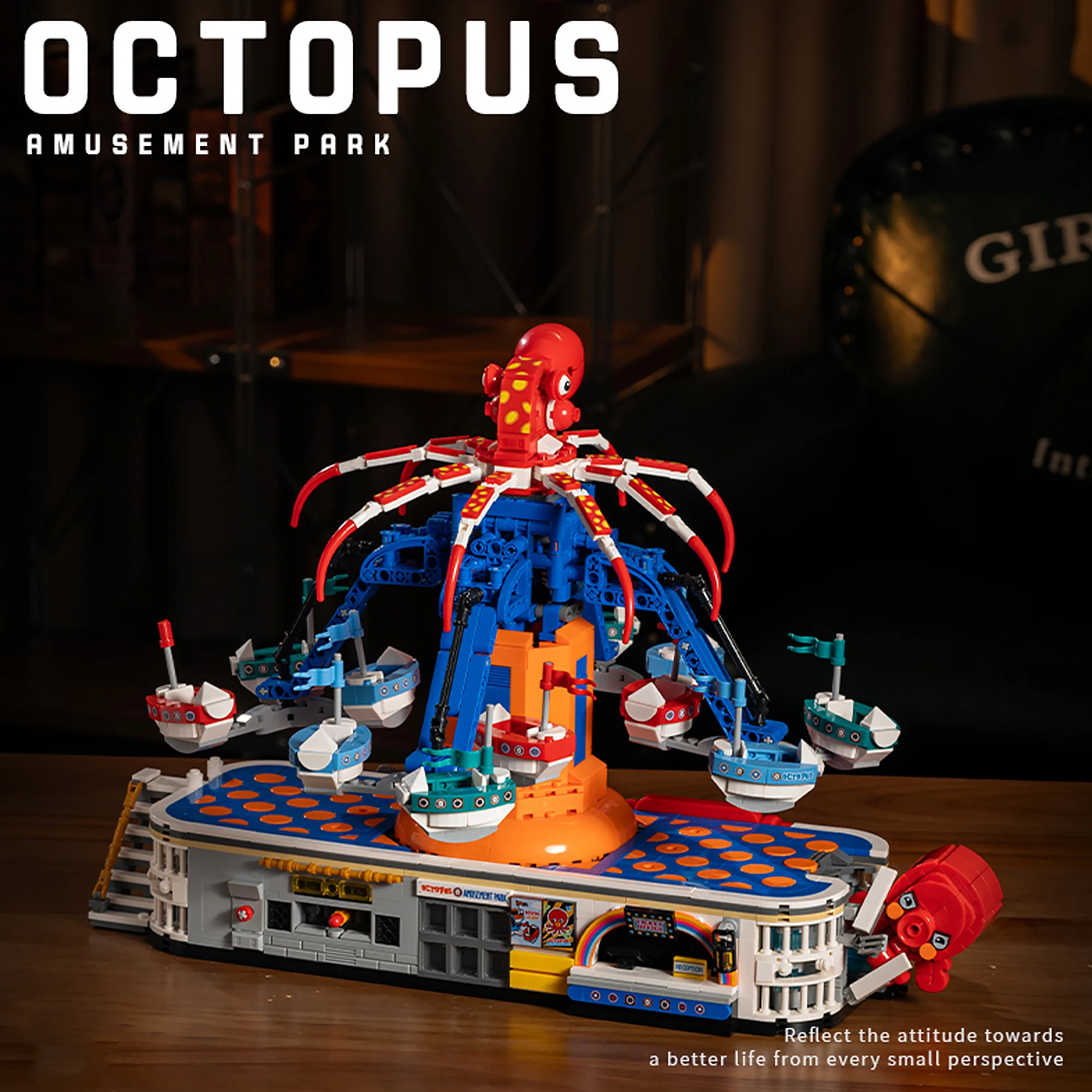 2144 stücke Elektrische Octopus Spielplatz Bausteine JD117 Kreative Vergnügungspark Einrichtungen Ziegel Spielzeug für Kinder Erwachsene Geschenke