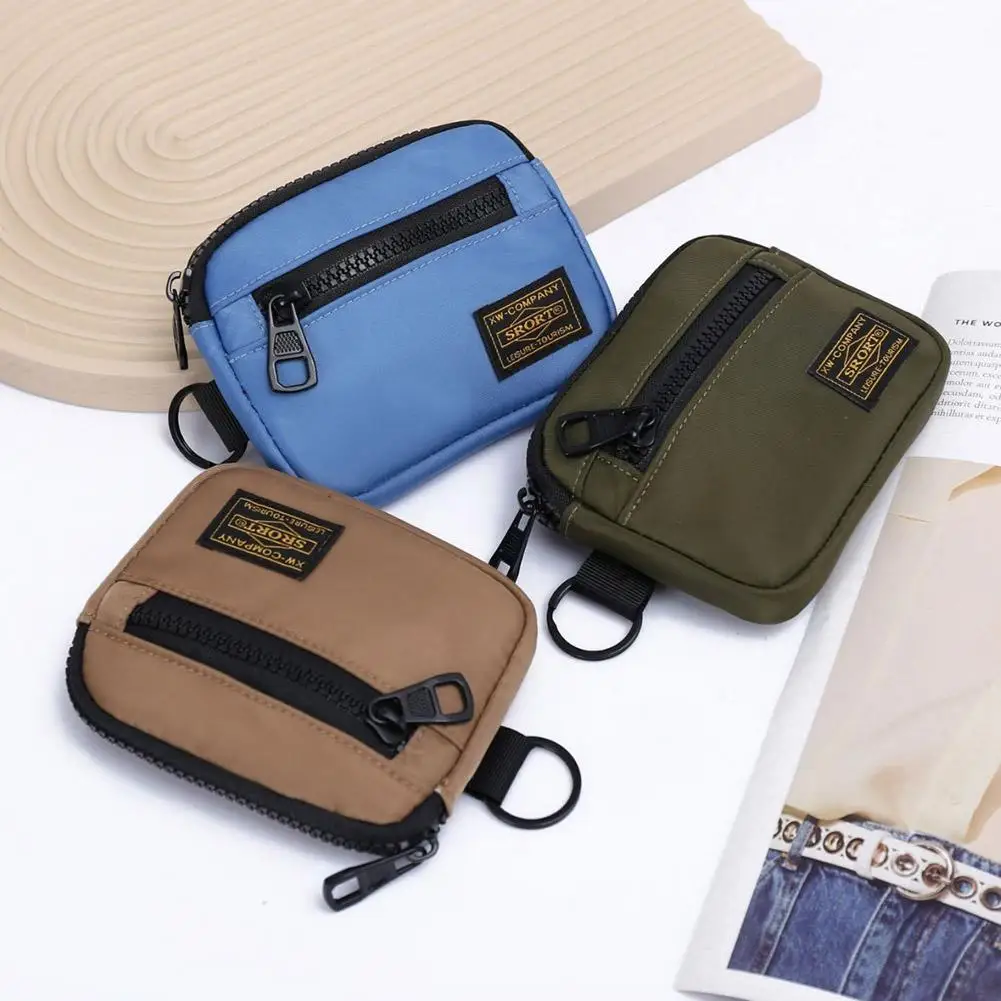 Small Casual Men's Coin Purse Canvas Zipper Short Wallet Retro Key Holder Money Bag Trend Youth Mini Handbag