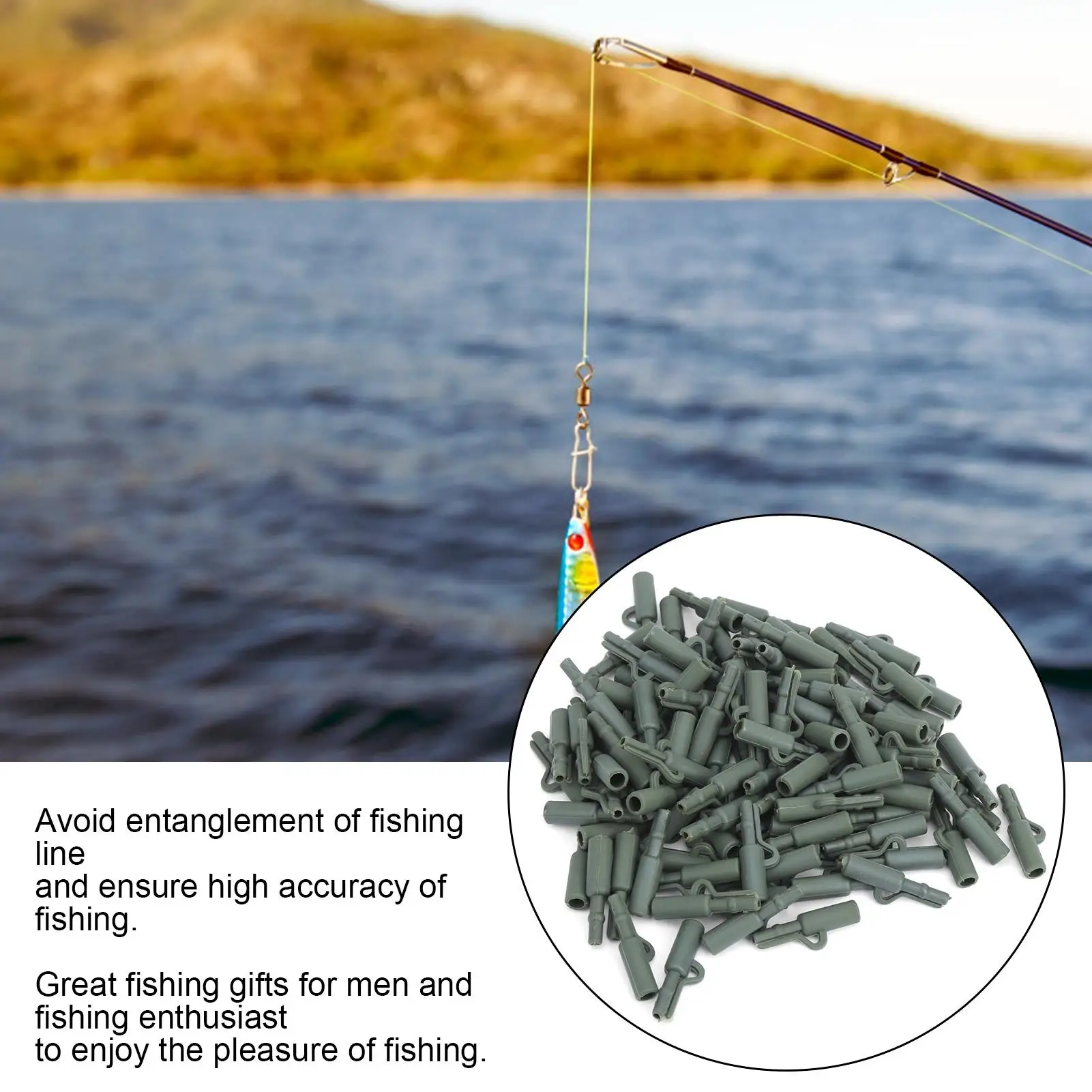 35MM Carp Fishing Rig Sleeves with Clips 100pcs Anti-Tangle Safety Connectors Tackle Accessories for Pesca Fishing