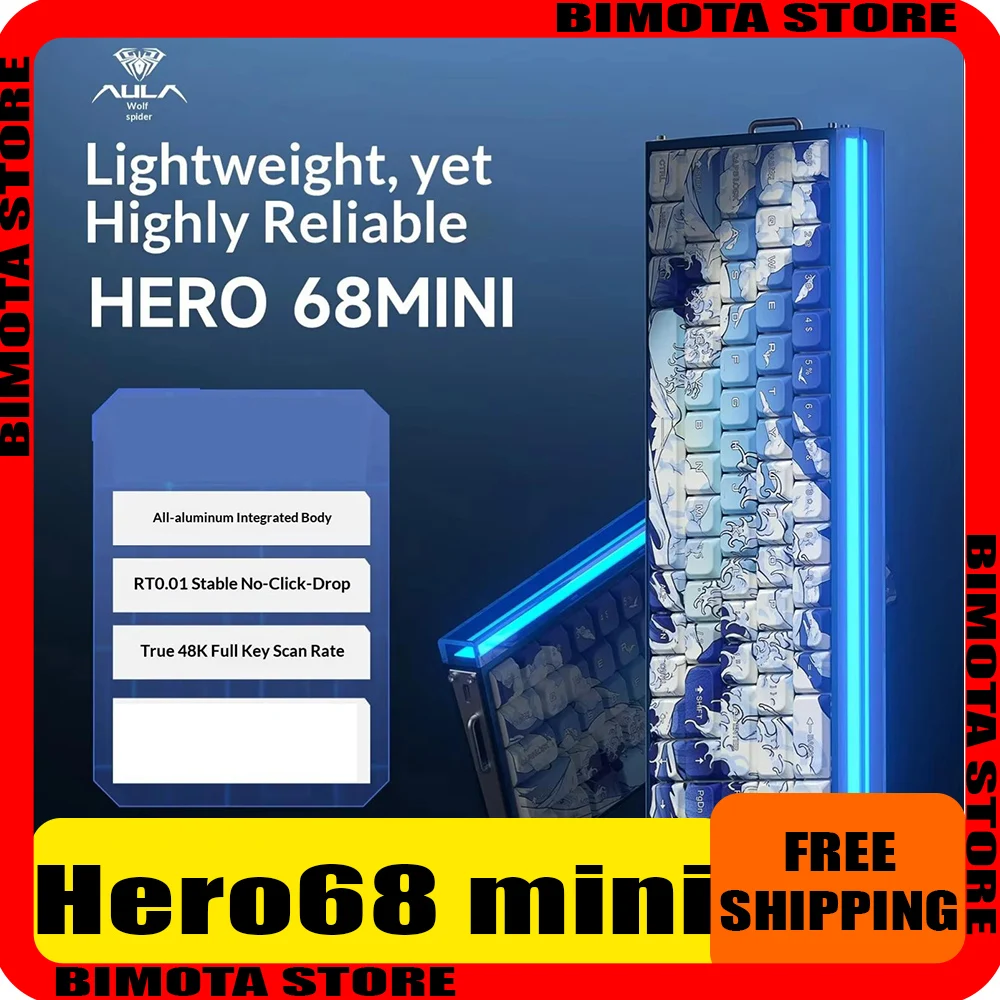 AULA Hero 68 Mini All-aluminum Short Magnetic Switch Keyboard Hero68 Mini Wired0.01RT 0.125ms Low Delay E-sports Gaming Keyboard