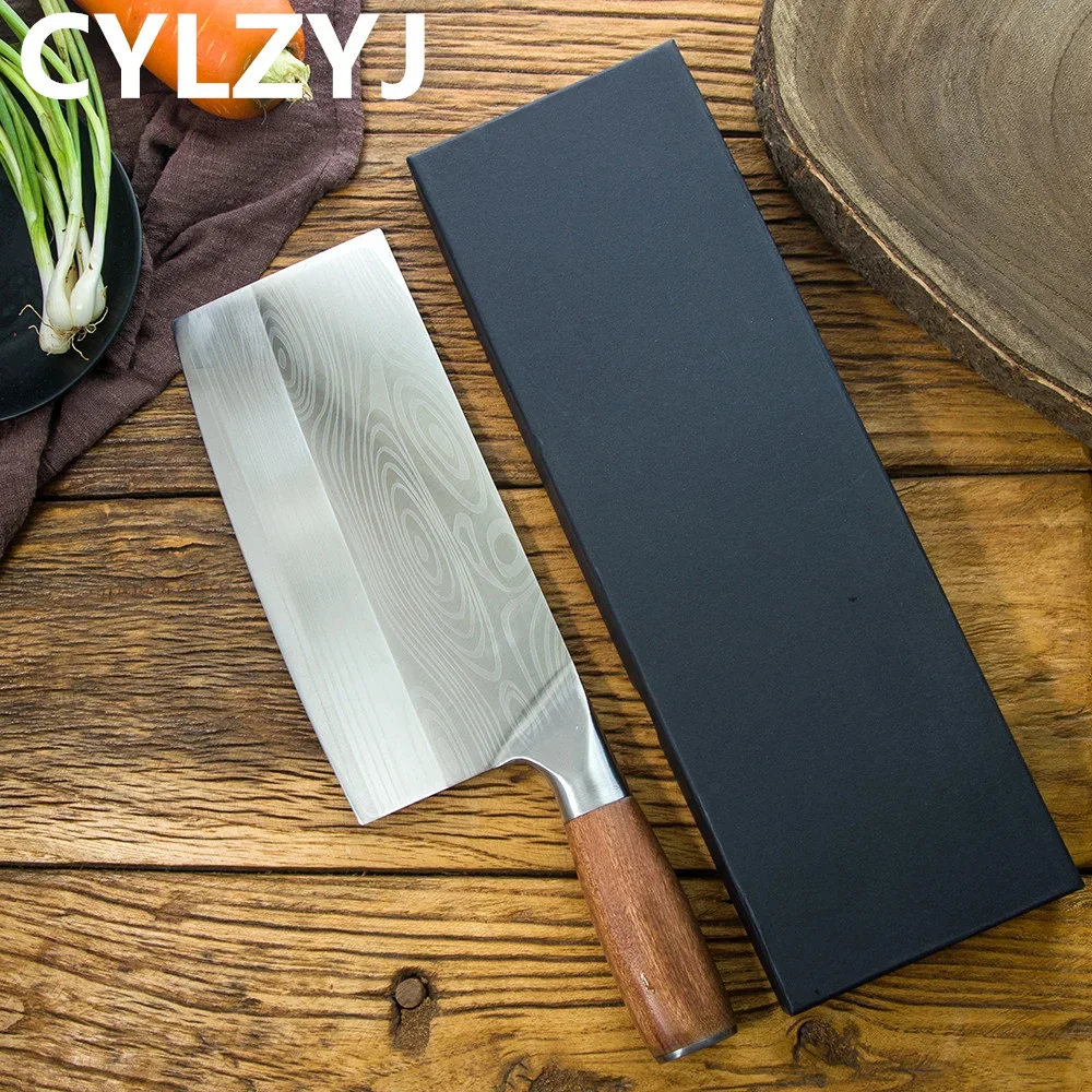 Kitchen Knives 8 Inch Chinese Cleaver Knife 4CR13 Forged Stainless Steel Chopping Chef Knife With Gift Box Packaging