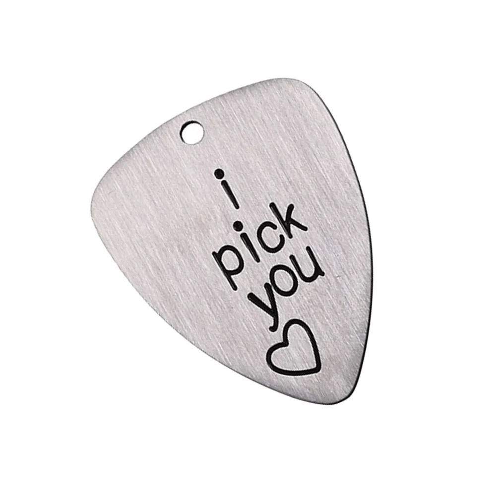 

Guitar Pick Titanium Steel Hand Carved I Pick You Letter Artistic Design High Performance Flexibility Musical Instrument