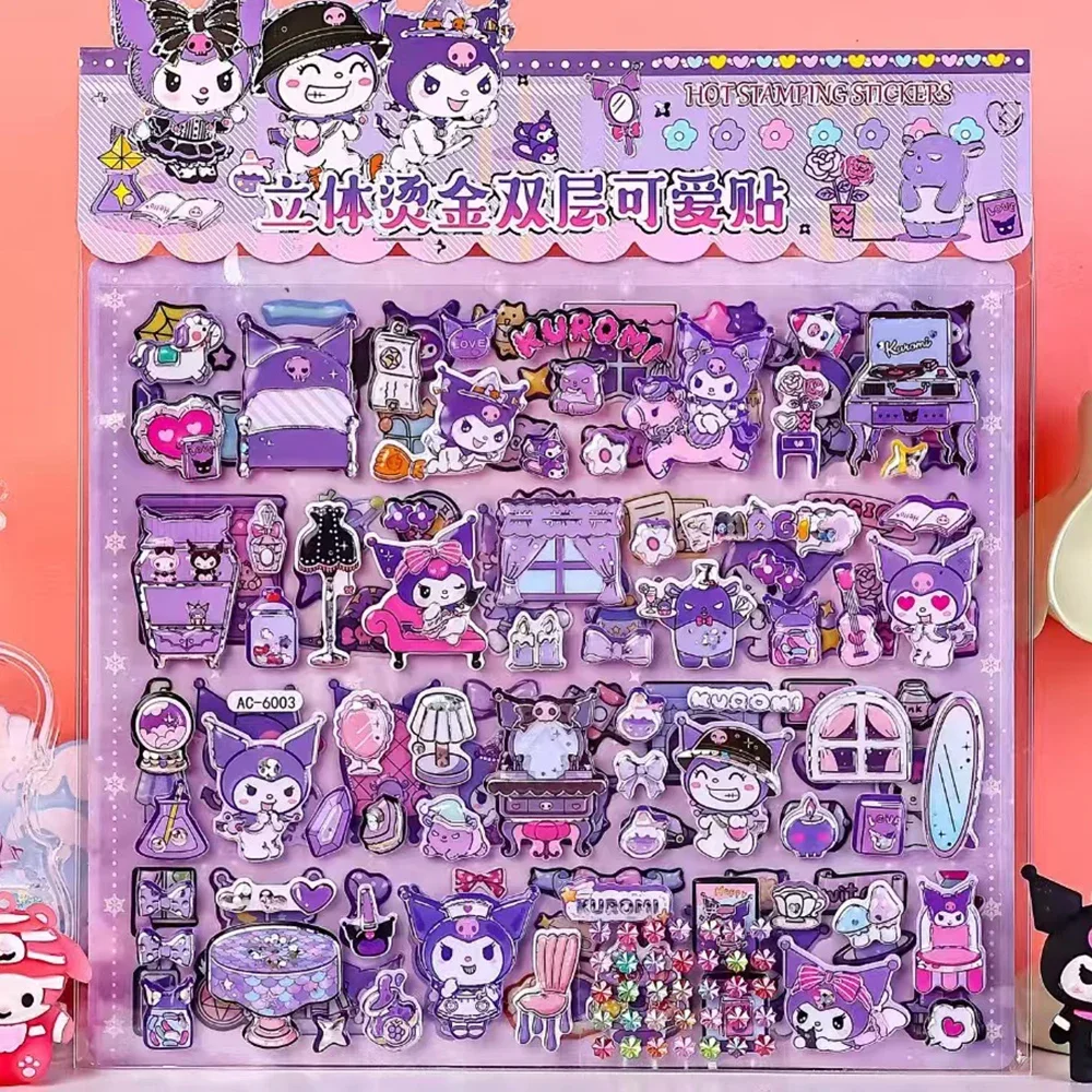 Fun and cute Sanrio cartoon double layer three-dimensional black rice melody home sticker DIY decoration laptop mobile phone ref