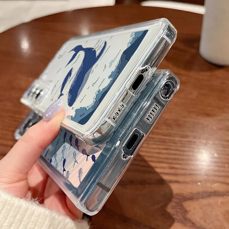 السلاحف القرش سيليكون قضية الهاتف لسامسونج غالاكسي A17 A55 5G A56 A16 A26 A36 A15 S25 Edge S23 S24 Ultra S22 S24 FE غطاء واضح