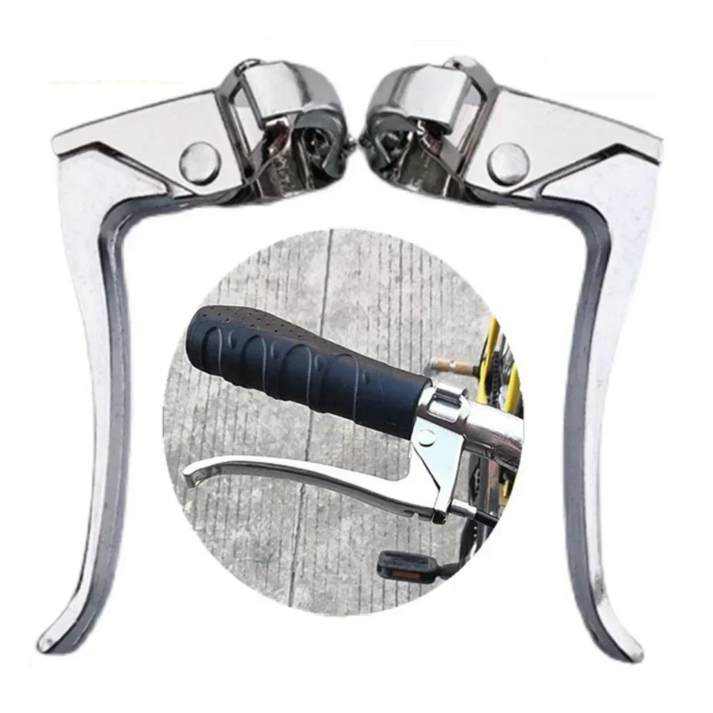 1 Pair MTB Bicycle Alloy 22mm-24mm Brake Handle Disc Brake Lever Silver Lightweight Easy Installation Cycling Accessories