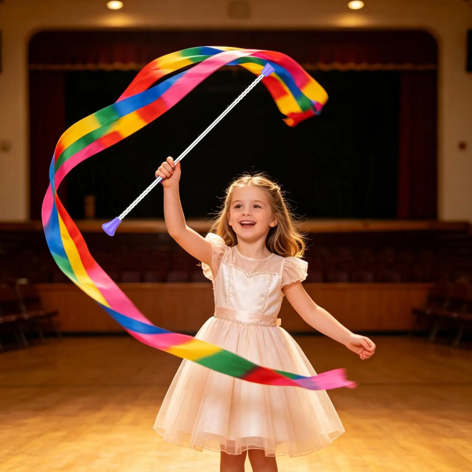 Ribbon Wand Ribbon Non-Slip Gymnastics Dancing Stick 21-inch Aerobics Dancer Streamer Baton For Gym Stage Parade Theater Party