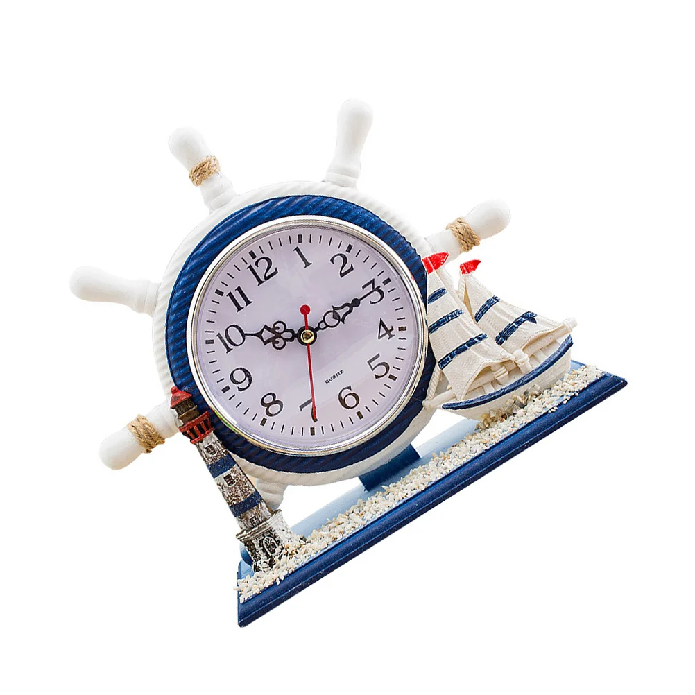 

1Pcs Nautical Style Clock Sailboat Design Artistic Desk Decor Home Living Room Silent Timepiece Ocean Style Ornament