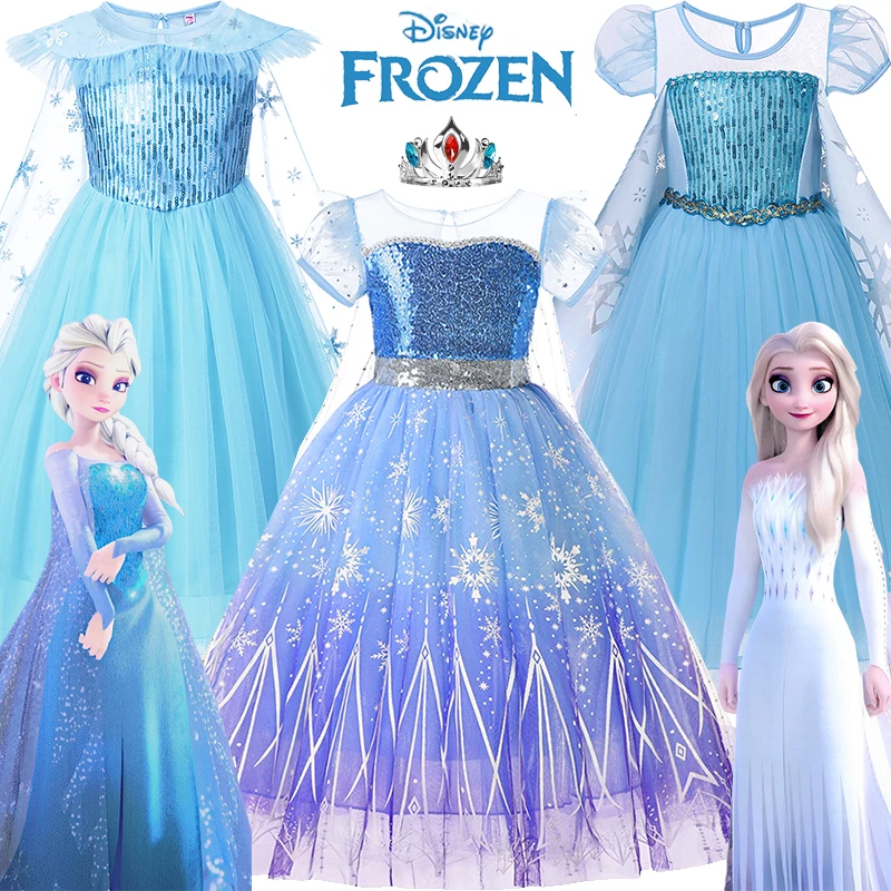 

Disney 2024 Frozen Elsa Princess Dress Baby Girls Elsa Cosplay Costume Frozen Princess Costumes Carnival Birthday Party Clothing