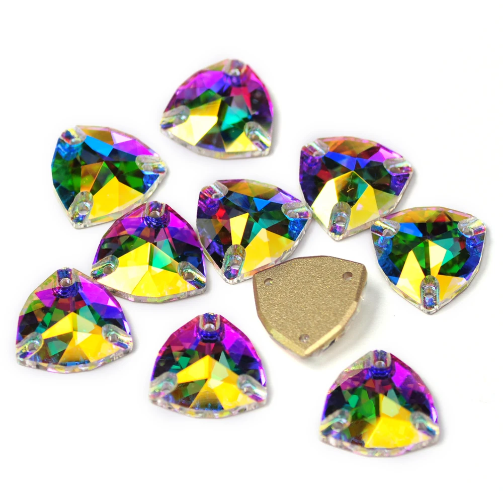 PUBRILEX Rivoli Cosmic Xirius K9 Glas-Aufnähsteine Kristall AB Flache Strasssteine für Handarbeiten, Kleidung, Bekleidung, Kleider – Detail 5