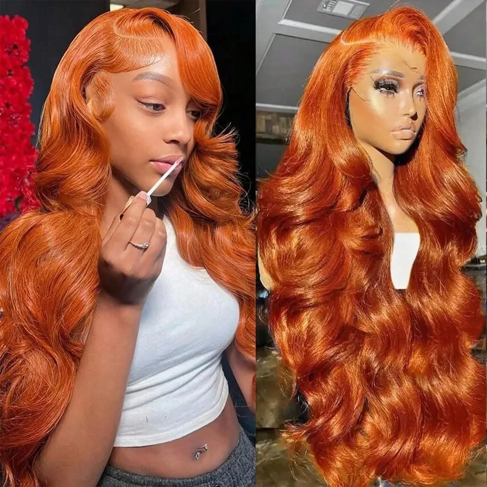 

30 36-дюймовый парик с кружевной передней частью, цвет имбирно-оранжевый, 13x4, с эффектом Body Wave, 250% плотность, бразильские волосы # 350 цветных париков из натуральных волос с кружевной передней частью 13x6 для женщин