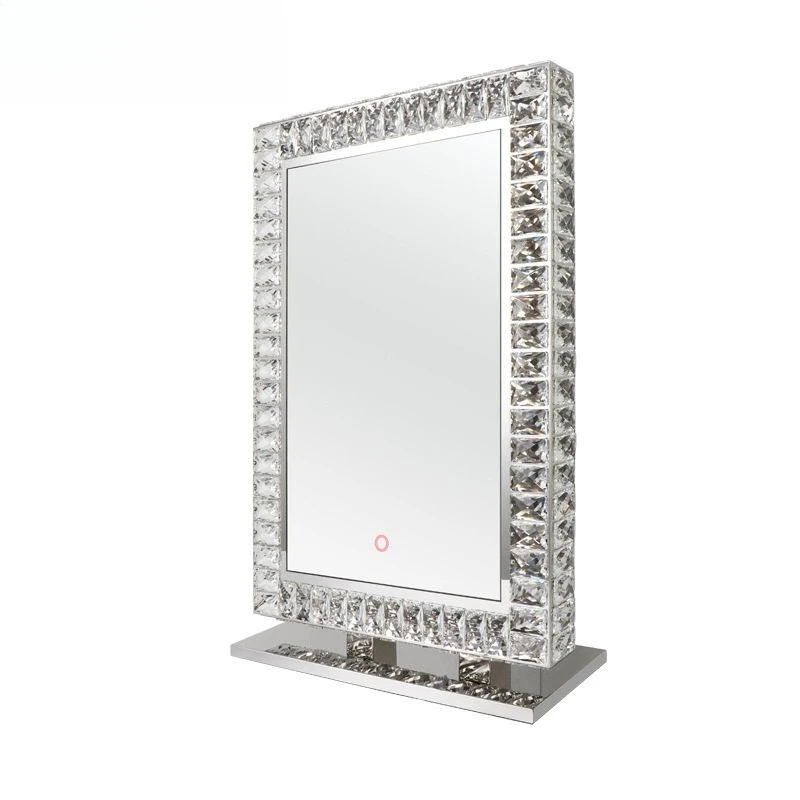 

Makeup mirror Internet celebrity crystal with lamp ambient light dressing mirror three-color variable special-shaped