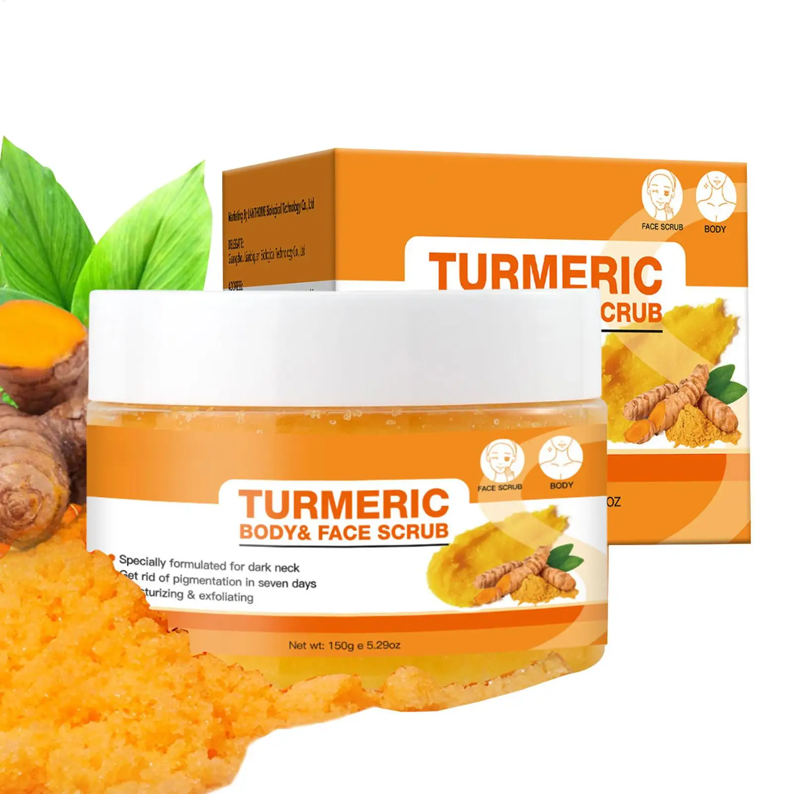 

Turmeric Scrub Skin Lightening Exfoliator Soft Body Scrub Gel Deep Cleansing Moisturizing Brighten Rejuvenate body Scrub 150g