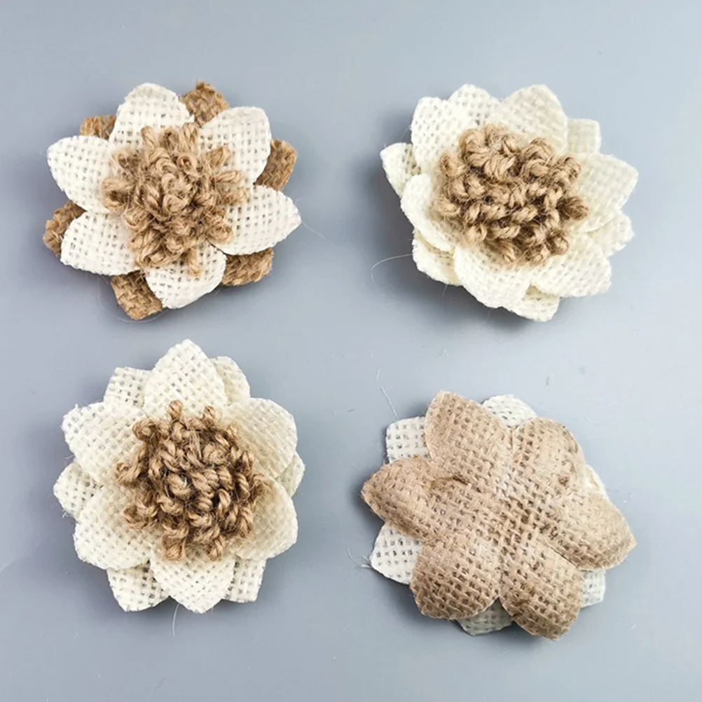 Flores de arpillera DIY, Material Natural, artesanías florales para boda, fiesta de cumpleaños, decoración rústica, accesorios delicados, 6 uds.