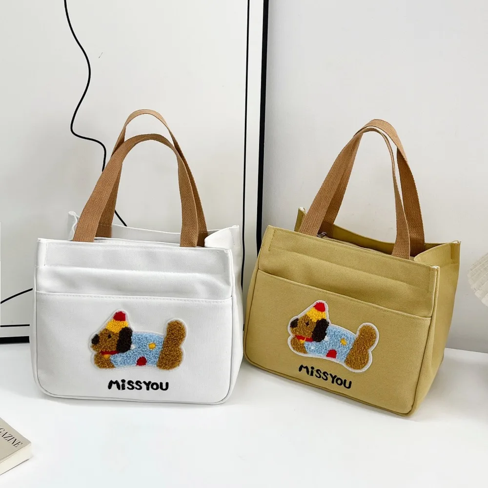 

Cute Dachshund Pattern Lunch Bag Large Capacity Canvas Women Handbags Thermal Insulated Bag