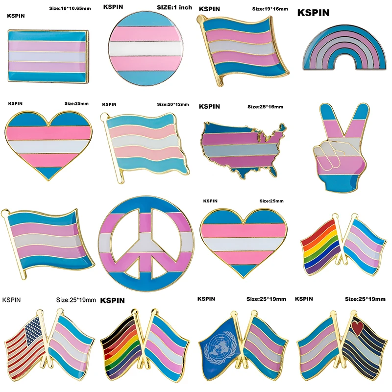 Metal Pin Transgender Flag Gay Pride Badge Set Square Buttons for Clothes 1pcs