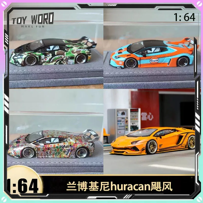 Original Lamborghini Huracan Storm GT Camo Ape Head Sunflower DAP 1:64 Simulation Alloy Car Model Toy Ornament Favorite Collect