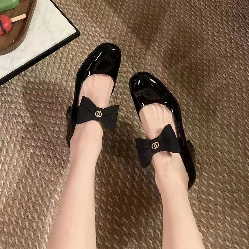 Bow High Heels Loafers Women Chunky Mary Janes Sandals Summer Trend 2024 Dress Lolita Shoes Shallow Uniform Pumps Female Zapatos