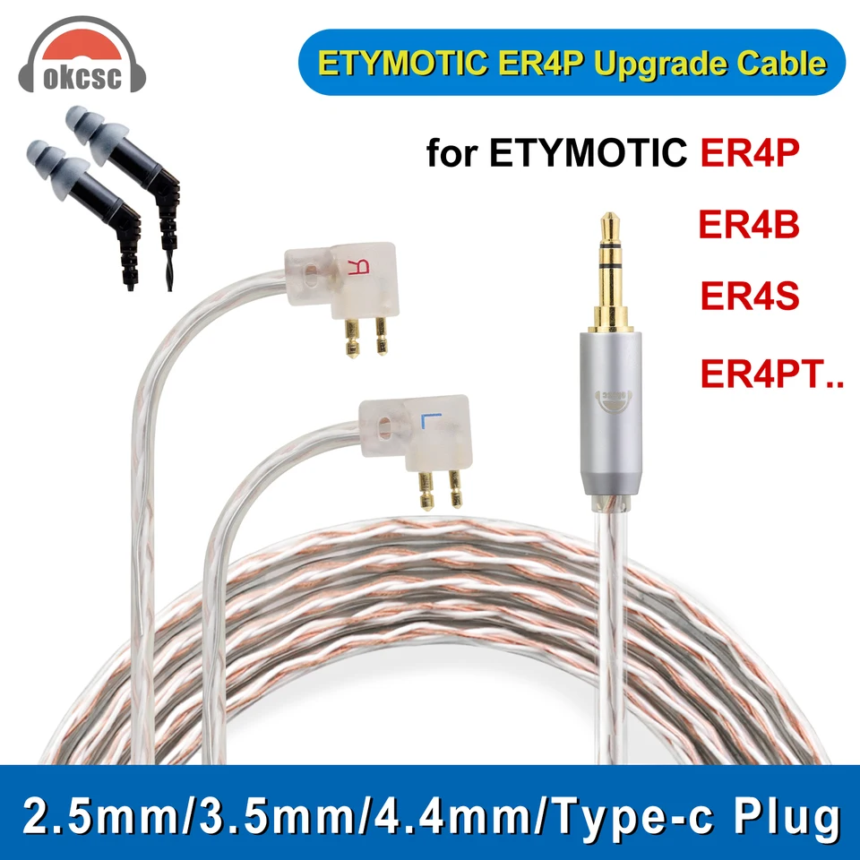 Oksc-イヤホンバランスケーブル,etymotic er4p er4b 4s er4pt 2.5mm
