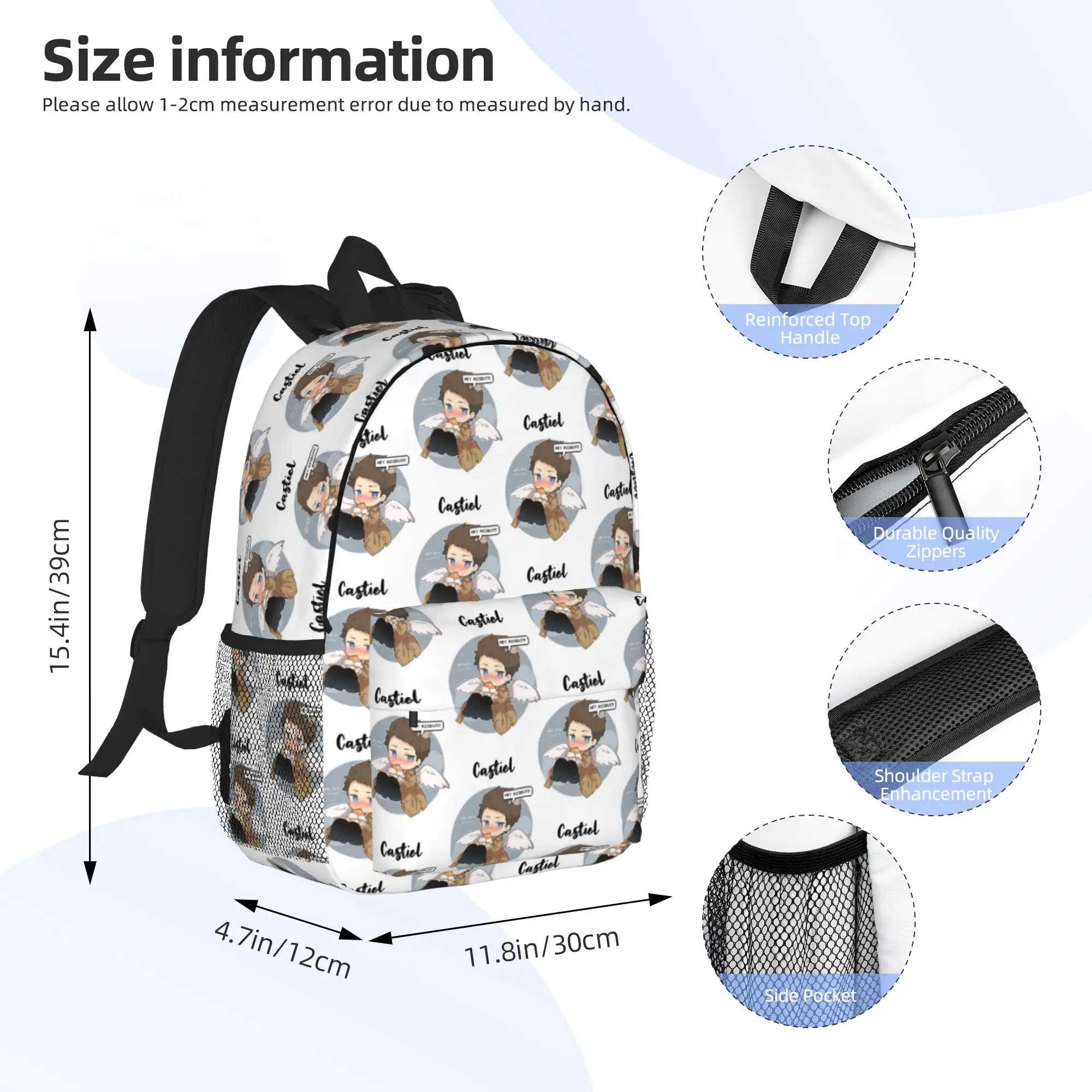 Castiel FBI Badge Backpack Hot Sale Daypack Large Capacity Boys Girls BookBag Shoulder Bags for Men Women School Bag