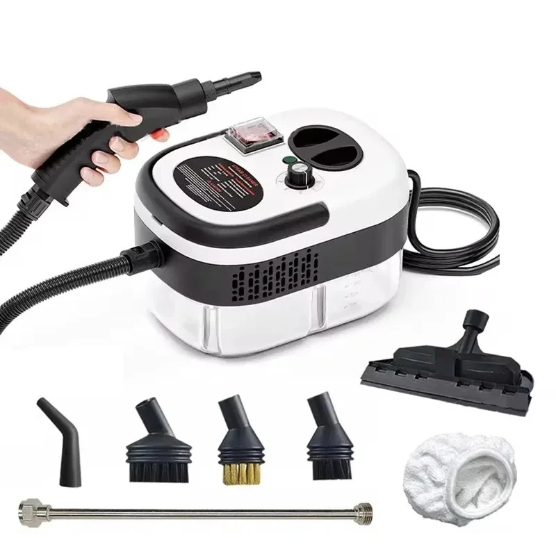 Limpiador a vapor portátil de mano, máquina de limpieza a vapor a alta temperatura y presión con cabezales de cepillo para cocina y coche
