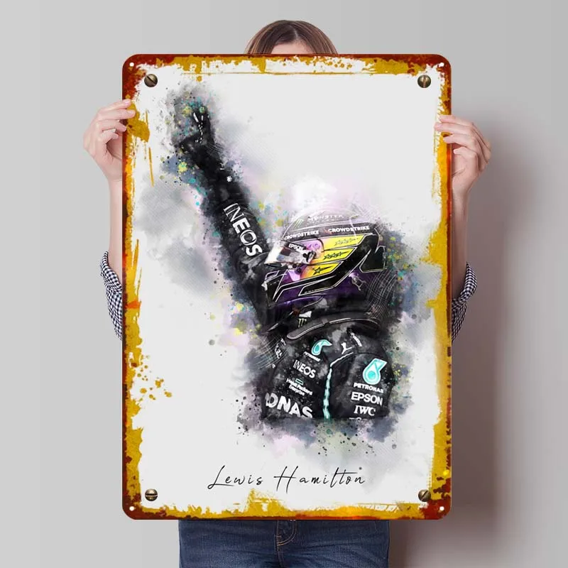 Lewis Hamilton Tinplate Sign Sports Poster Man Cave Custom Metal Signs for Wall Art Decoration Accessories for Home Decor Retro