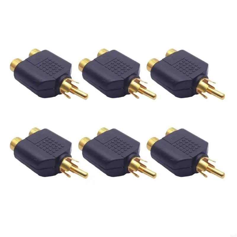 462E 6Pieces RCAs Male to Two Female Sound Video Splitter for Amplifiers and TVs