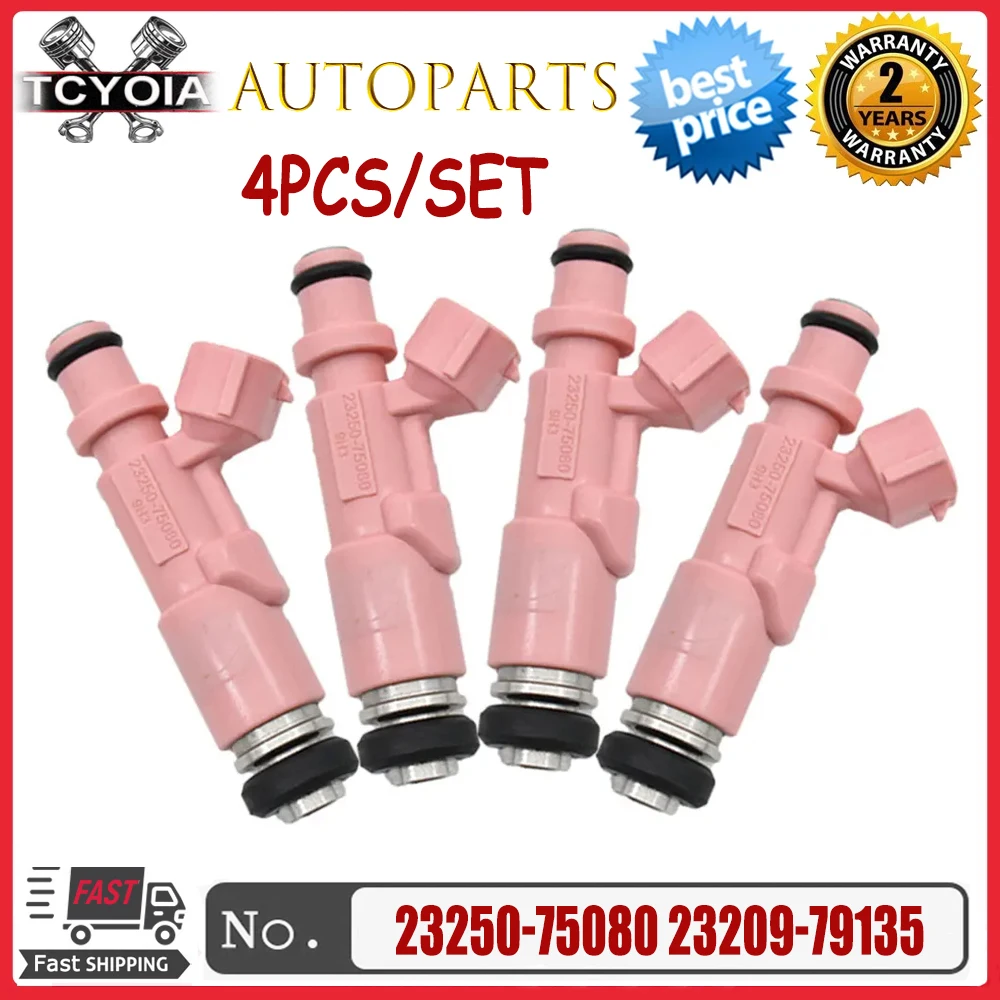 

4Pcs/lot Fuel Injection 23209-79135 23250-75080 23209-75080 For TOYOTA 4Runner Tacoma 1999-2004 2.7L 2.4L 3RZFE