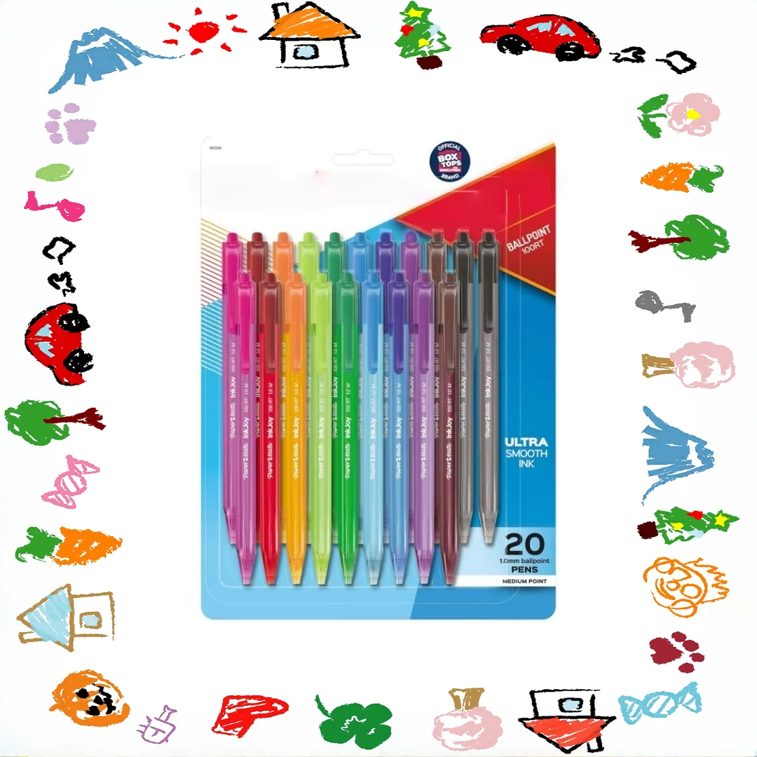 

1.0mm Medium Point Click Pens, 20-Count Bulk Set for Smooth Writing, School Supplies, Office Use & Note Taking