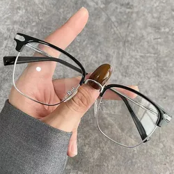 Mens Half Frame Presbyopic Glasses Blue Light Blocking Glasses Far Sighted Eyewear Diopter +1.0 To +4.0 Eyeglasses for Men Women