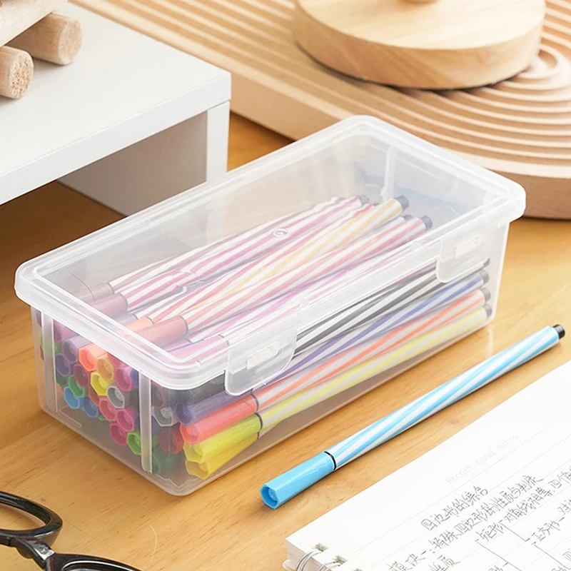 1Pcs Makeup Brush Box PP Material Transparent Pencil Box Pouch Stationery Pencil Case Supplies Pencil Storage