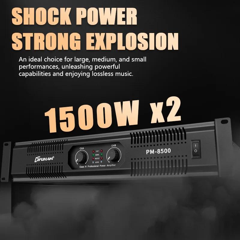 FUHAM PM8500 1500W 2-Channel Pure Power Amplifier Professional Audio Power Amplifier DJ Disco Speaker Amplifier for Live Perform