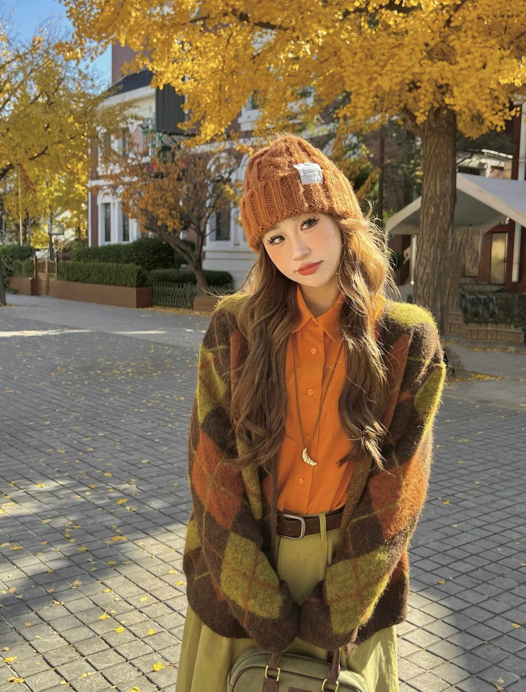 

NiiDaily Retro Sle Long Sve V-Ne Knitted Open Cardigan Outerwear Geometric Pattern Color Blo Polyester Fiber Coat