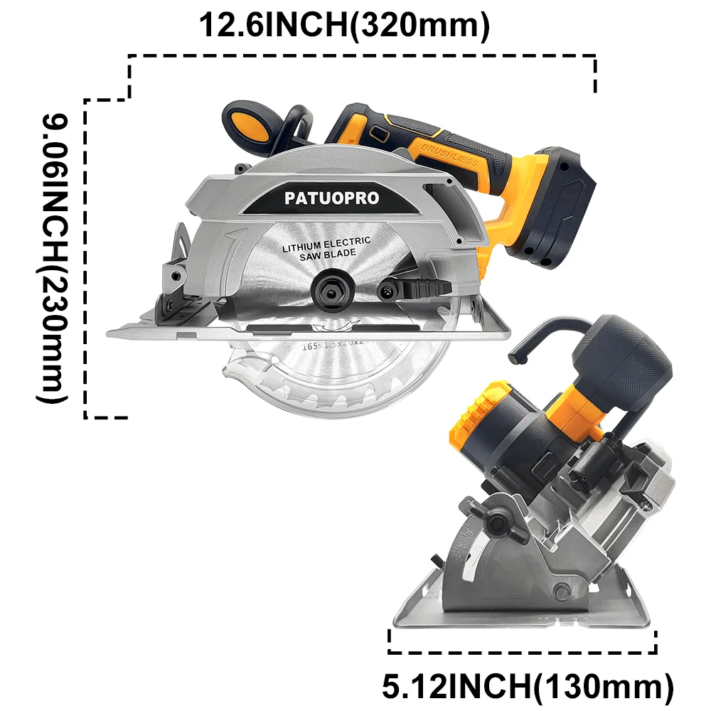 165MM Brushless Circular Saw Cordless Electric Wood Stone PVC Cutter 0-45° Adjustable Woodworking Saw For Makita 18v Battery