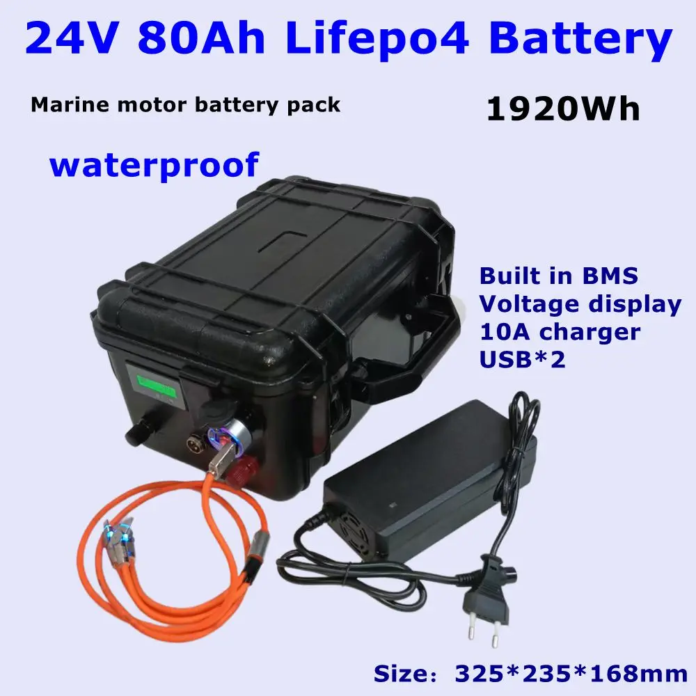 

12V100Ah Marine LiFepo4 battery pack with 4S BMS for 86 pound pushing machine fishing boat electric trolling motor+10A charger