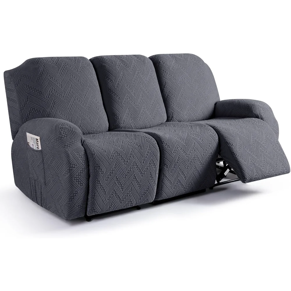 

Sofa cover, Sofa cover with pockets, washable, Stretch-bottom furniture protector (3 seater, dark gray)
