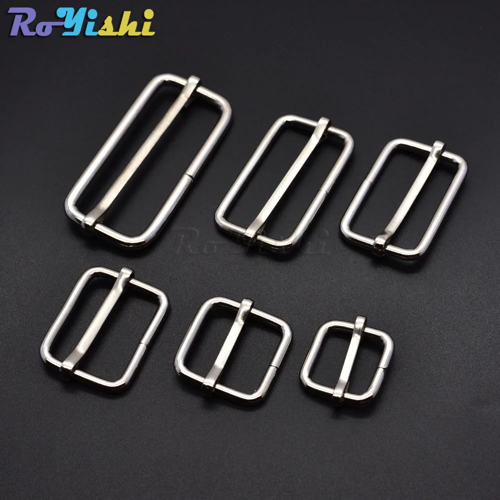 

5pcs/pack Silver Metal Slides Tri-Glides Wire-Formed Roller Pin Buckles Strap Slider Adjuster Buckles