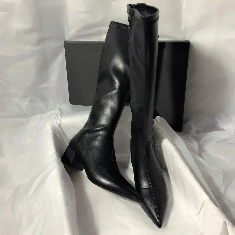 Bottes Hautes à Talons Optiques pour Femme, Chaussures à Fermeture Éclair, Collection Automne Hiver