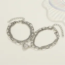 2 Pieces/Set Of Sister Adjustable Bracelets Heart Pendant Friendship Hand Chain Fashion Girl Jewelry Jewelry Accessories