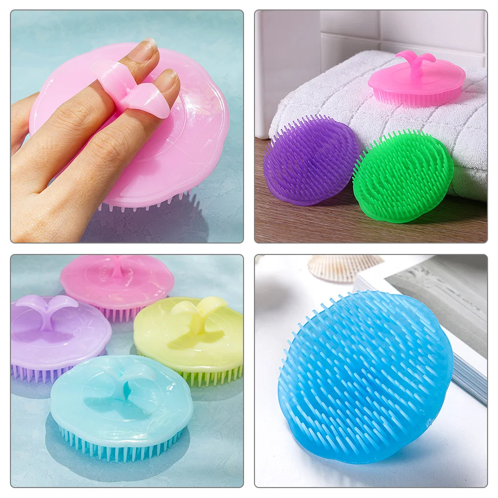 4 ชิ้นแชมพูหวีแปรงนวดหนังศีรษะขัดอาบน้ํานวดหัว Scrubber Mini Hair สําหรับรังแค Exfoliator