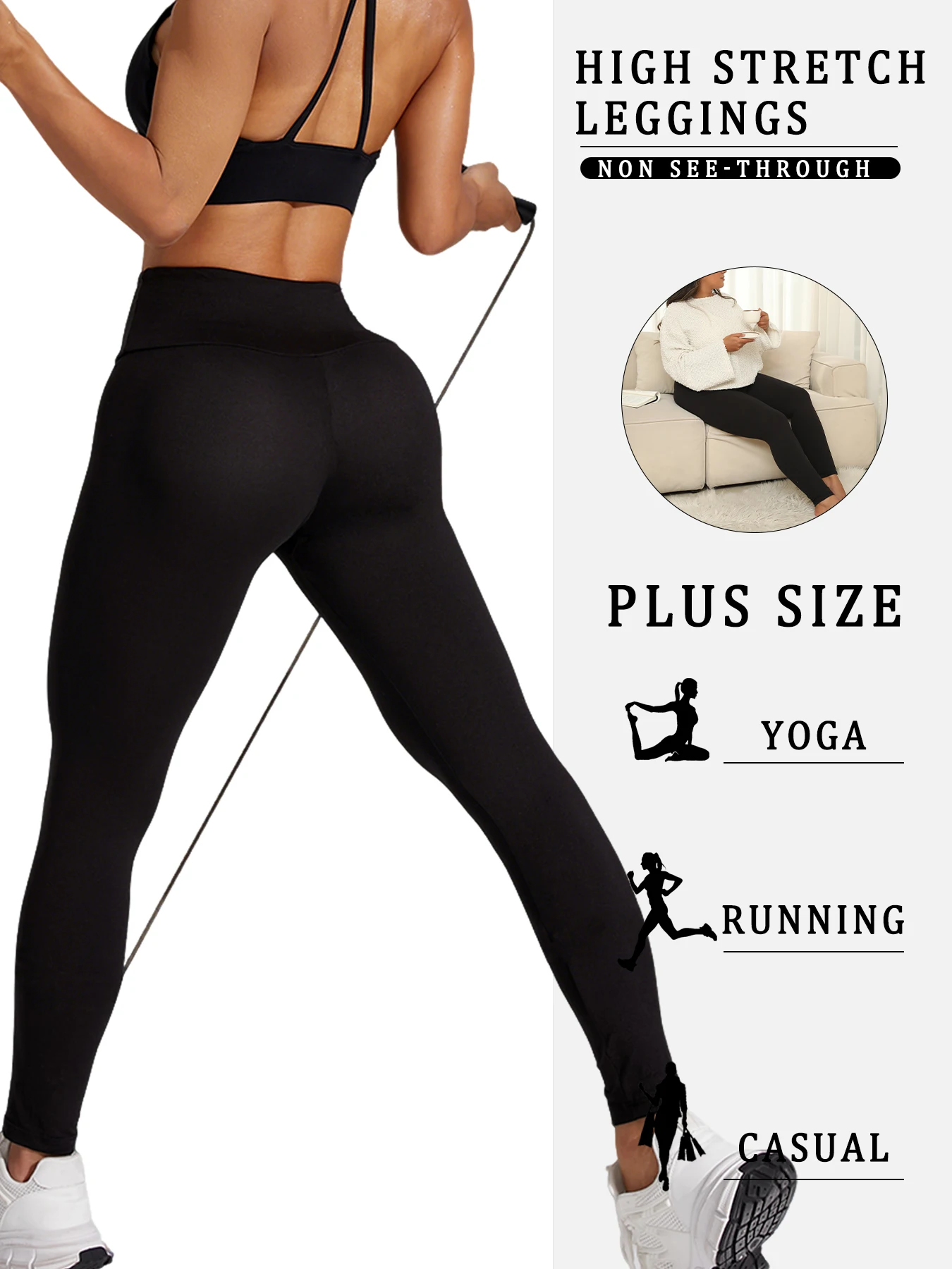 Pacote com 2 leggings femininas plus size de cintura alta – tecido super macio, ideal para ioga, corrida, treino e relaxante em casa