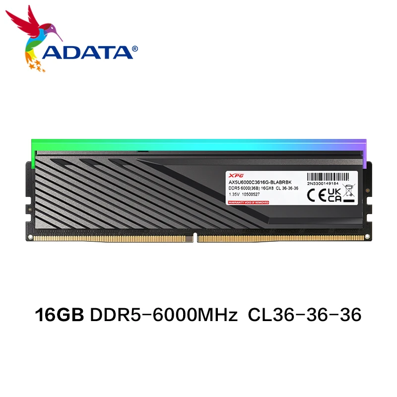 Imagem -04 - Adata-memória Original de Computador Único Ddr5 Lancer Blade Memória Rgb D300g D300g 6400mhz 16gb 24gb 32gb 6000mhz 6400mhz