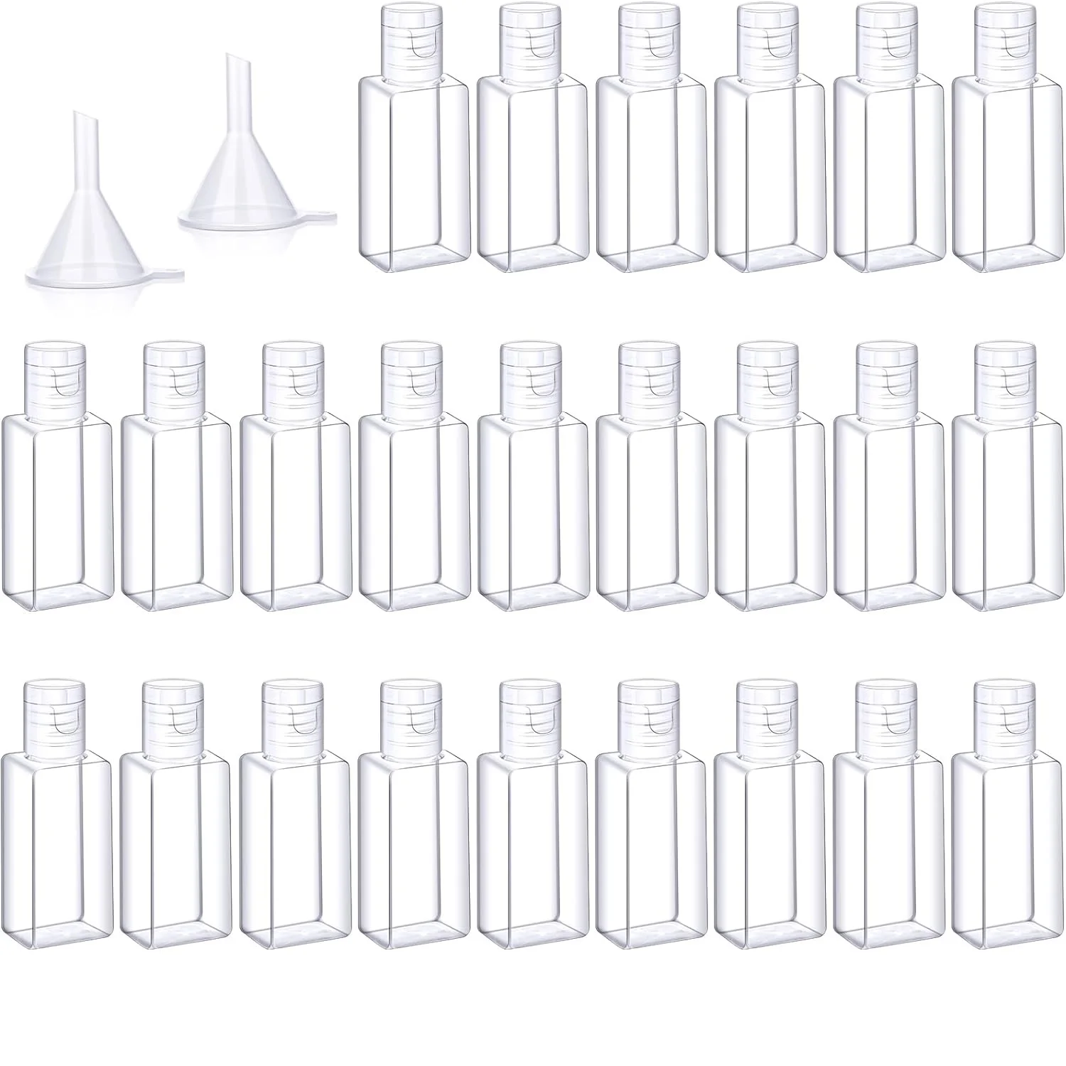 

24Pcs Empty 1 oz/ 30 ml Bottles with Flip Cap Travel Size Containers with 2PcsFunnels for Liquid, Lotions, Creams, Shampoo