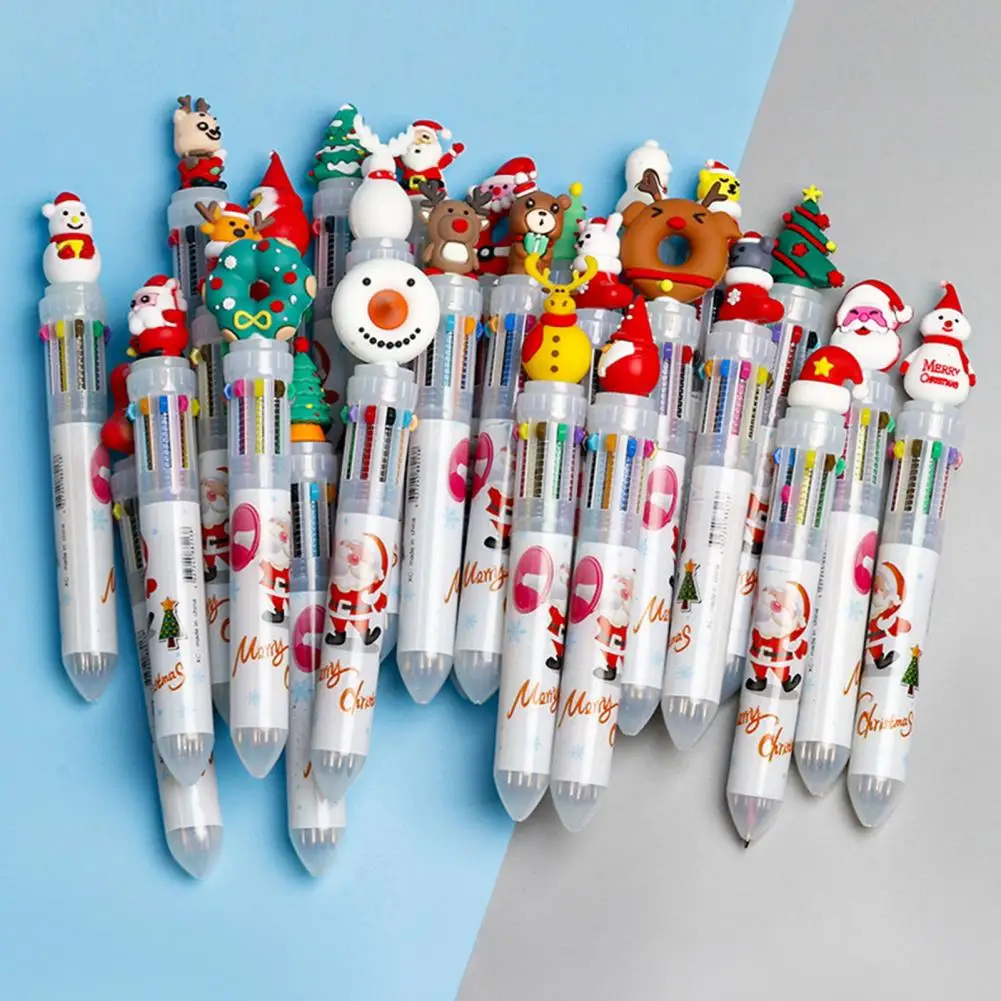 Cute Ballpoint Pen Plastic Ballpoint Pen Christmas Ballpoint Pen Set 10 Cute Cartoon Santa Claus Elk Designs Gift for Kids