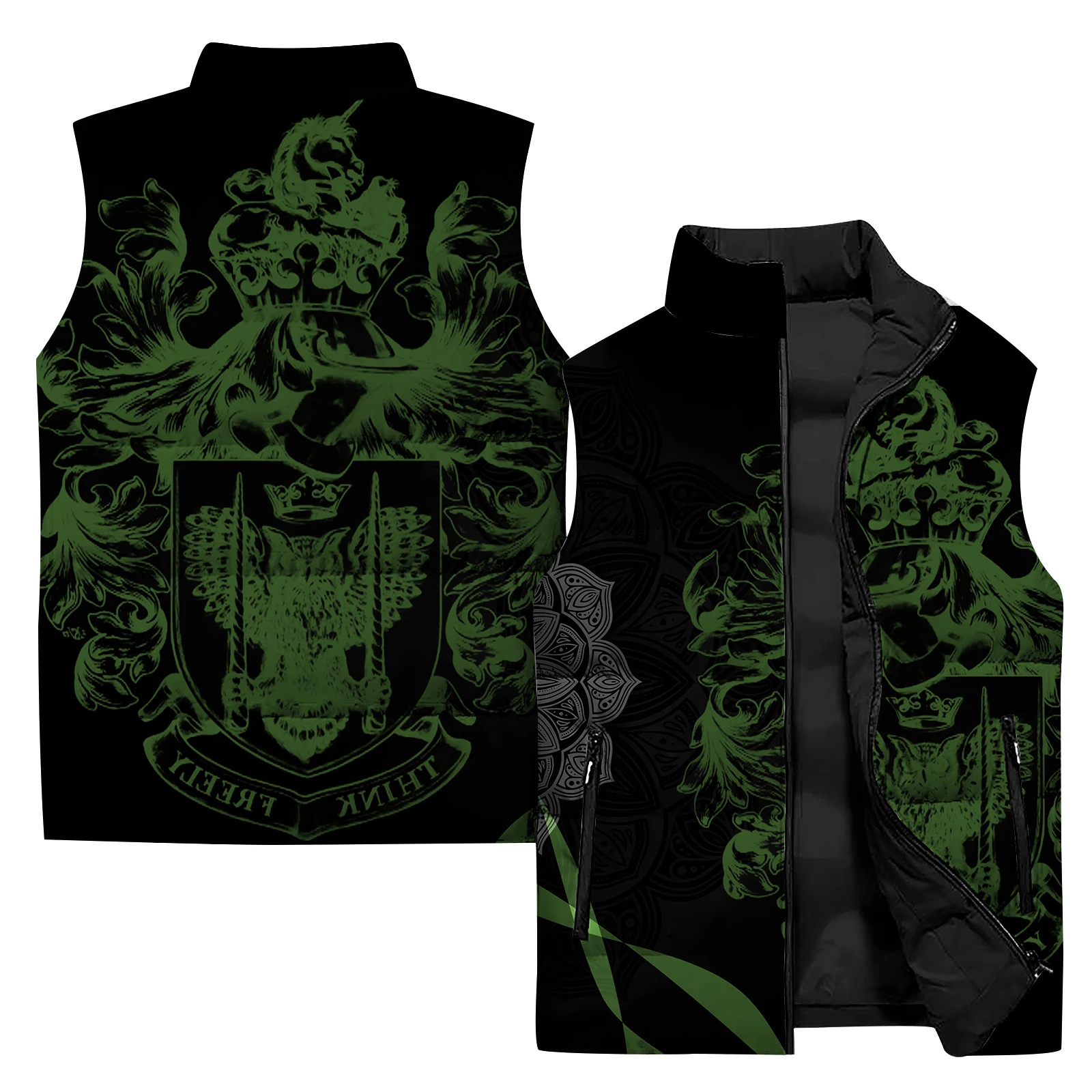 

Industrial Style Man Jackets Durable Working Vest for Men Sun 3D Printing Heart Clock Men's Sleeveless Vest Trend Warmth Vests