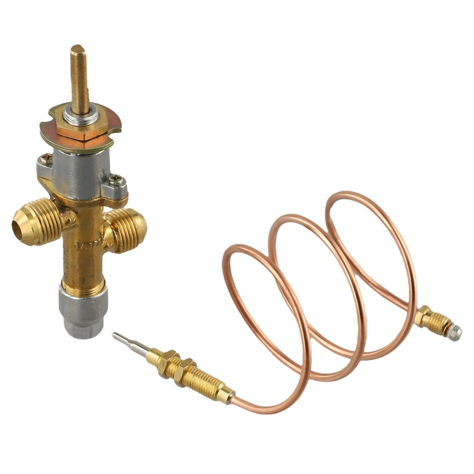 600mm Thermocoupler Flame Safety Control Brass Gas Valve Replacement Brass Construction Convenient Knob Design