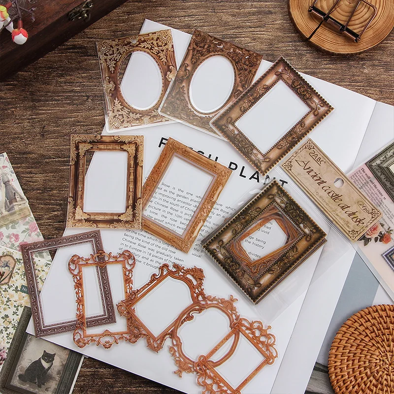 Yoofun 20pcs/lot Retro Album Frame Sticker Set Antique Impression Retro Creative DIY Scrapbooking Collages Decorative Sticker